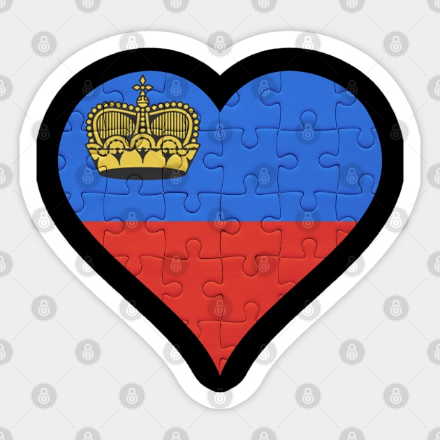 Liechtensteiner Jigsaw Puzzle Heart Design - Gift for Liechtensteiner With Liechtenstein Roots Sticker by Country Flags